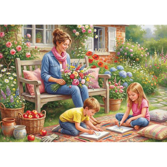 Puzzle Trefl Fête Des Mères : La Famille Au Jardin 1000 pièces