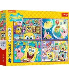 Puzzle Trefl Le Monde Fou De Bob L'Éponge XXL 4x250 pièces