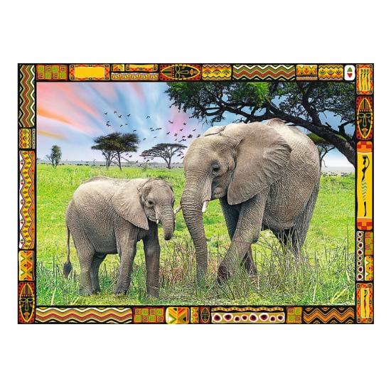 Puzzle Trefl Famille d'éléphants dans la savane 3000 pièces