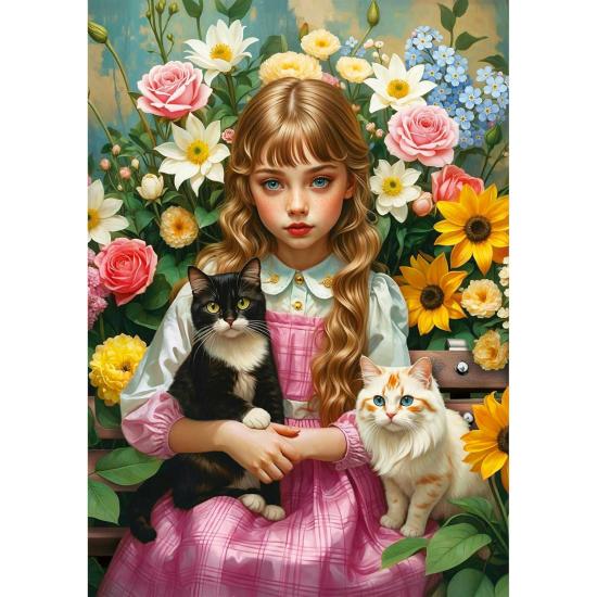 Puzzle Trefl La Fille aux Chats 1000 pièces