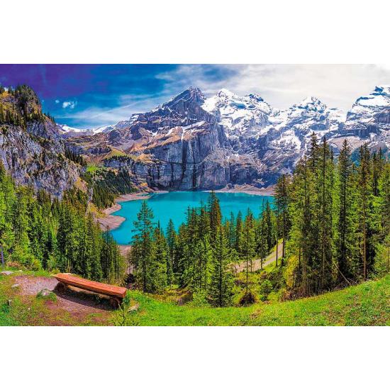 Puzzle Trefl Lac d'Oeschinen, Alpes suisses 1500 pièces Puzzle Trefl Lac d'Oeschinen, Alpes suisses 1500 pièces