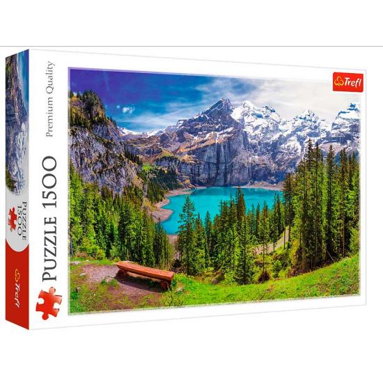 Puzzle Trefl Lac d'Oeschinen, Alpes suisses 1500 pièces Puzzle Trefl Lac d'Oeschinen, Alpes suisses 1500 pièces