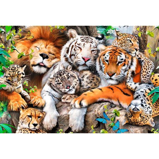 Puzzle Trefl Wood Chats sauvages dans la jungle 500 pièces