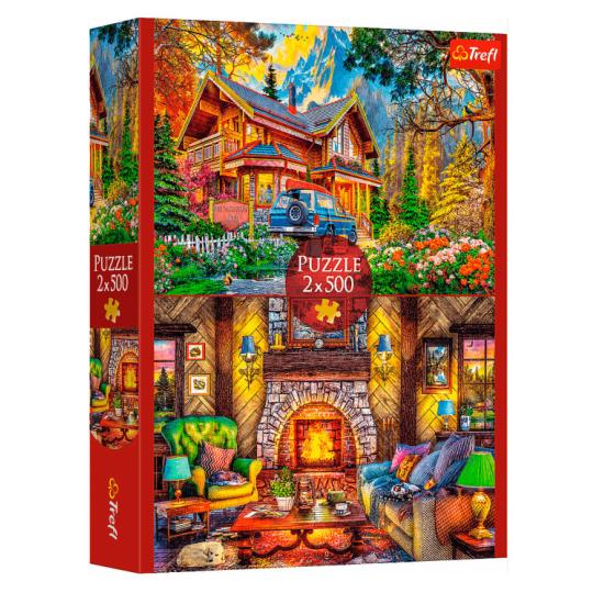 Puzzle Trefl Voyage En Montagne 2x500 pièces