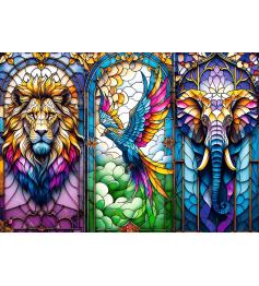 Puzzle Trefl Vitraux, Animaux sauvages 1000 pièces